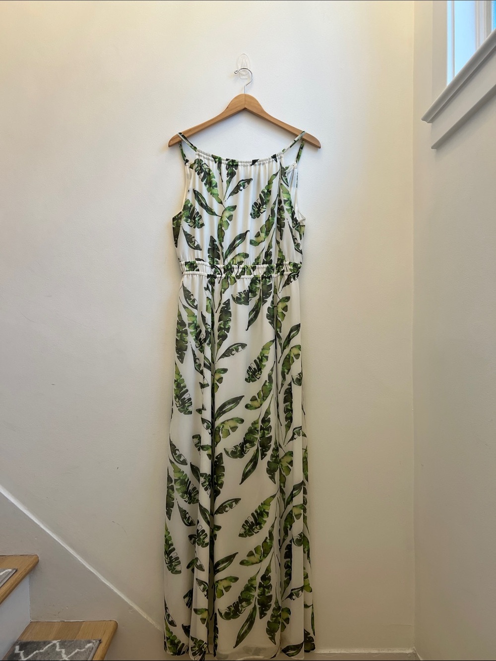 Tommy Bahama White Maxi Dress with Green Leaf Print